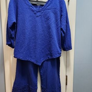 Oh My Gauze wide leg capri set size 1